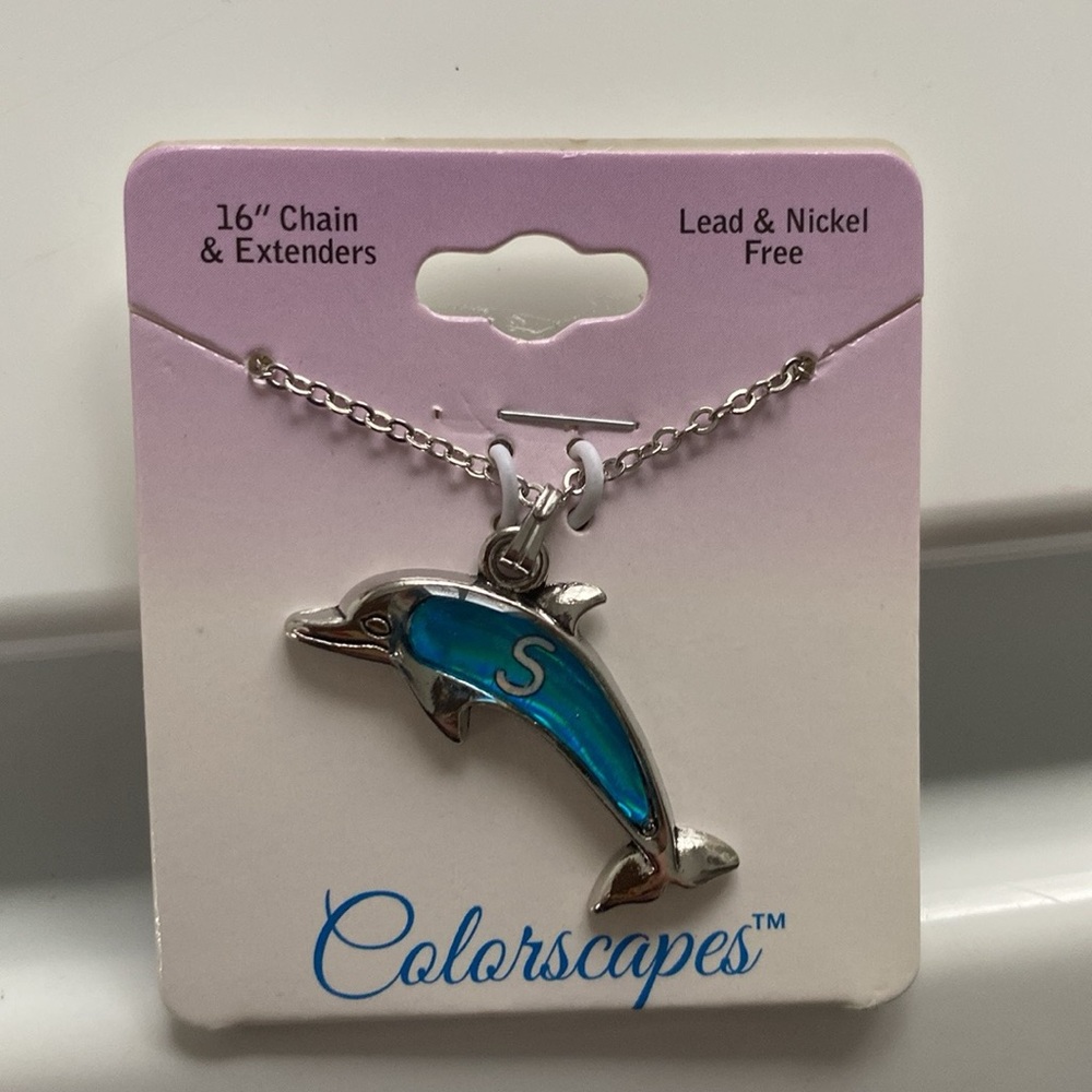 Silver and Blue Dolphin Necklace